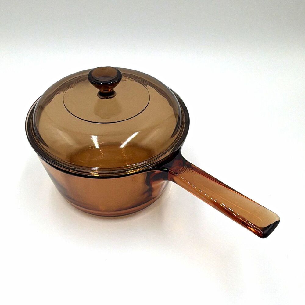 VISIONS Brown Glass Saucepan w/ Lid 2.5L Long Handle Transparent Electric/Gas